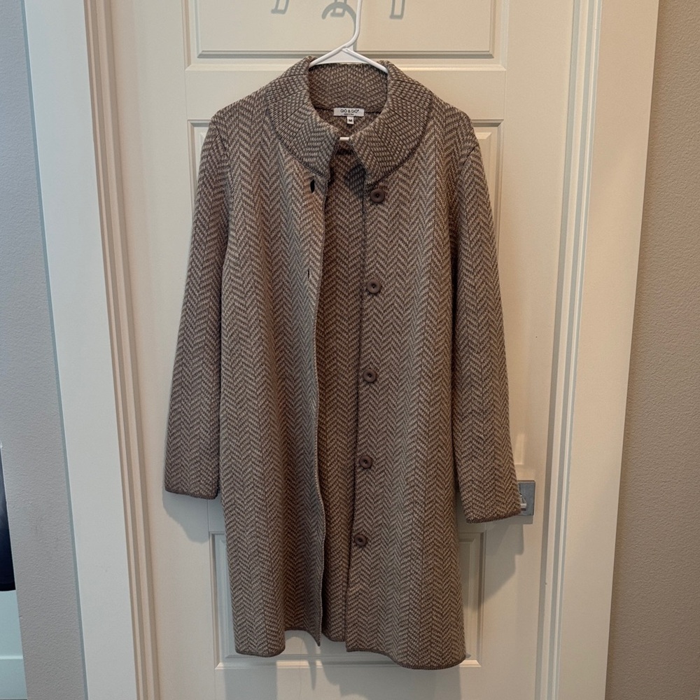 Women's Herringbone Coat - Brown